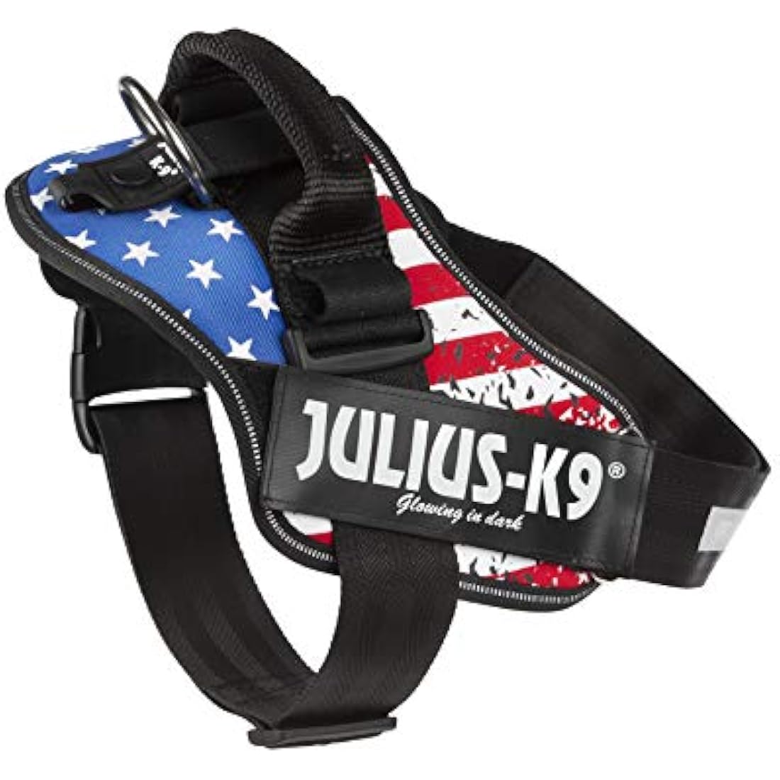 Jolof Store IDC Powerharness – Durable Reflective Dog Harness, USA Flag