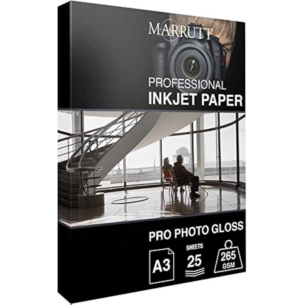 Marrutt Pro Photo Gloss Inkjet Paper | 265gsm Archival A3 - 25 Sheets