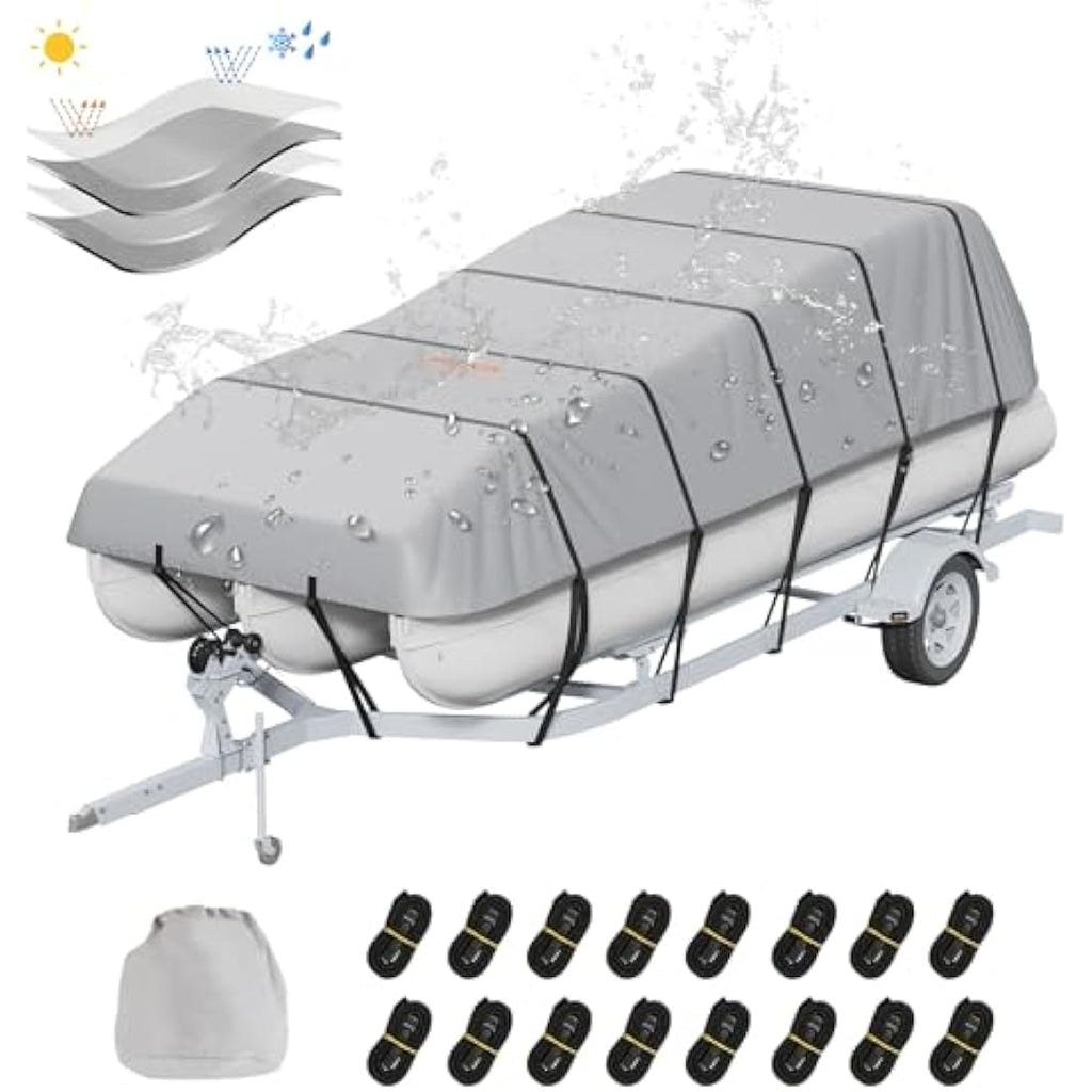 VEVOR 23'-24' Pontoon Boat Cover | 800D Waterproof Marine Oxford Fabric