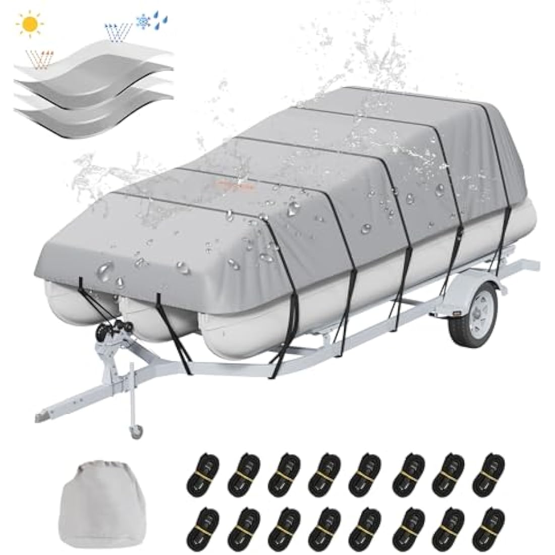 VEVOR 23'-24' Pontoon Boat Cover | 800D Waterproof Marine Oxford Fabric