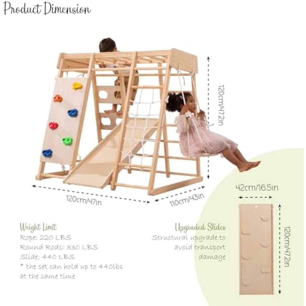 8-in-1 Wooden Indoor Jungle Gym & Toddler Climbing Frame