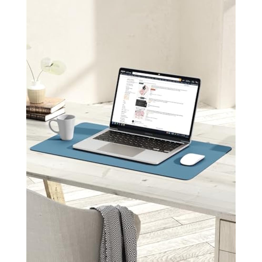 YSAGi PVC Leather Desk Pad – Waterproof Non-Slip Writing Mat, Azure