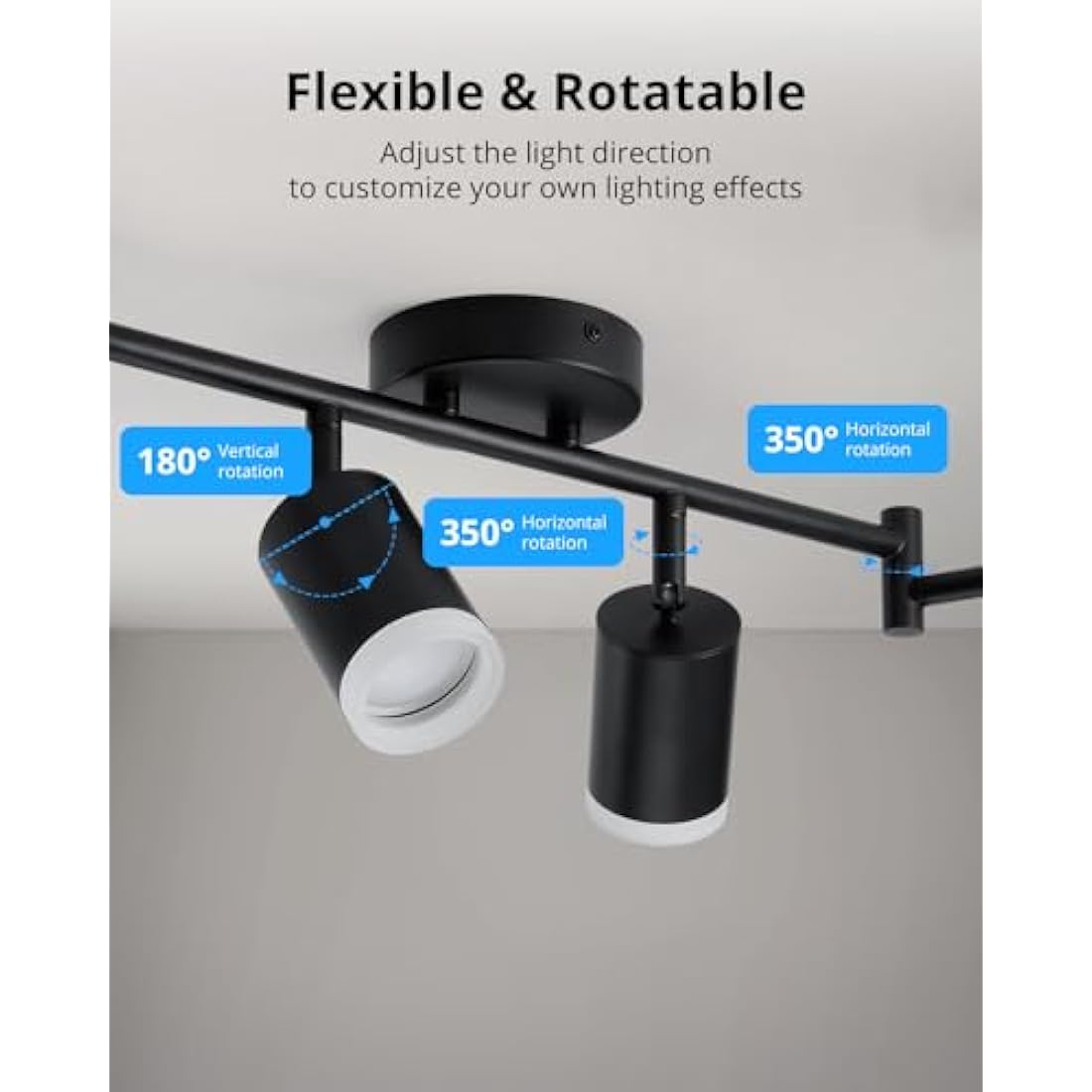 Gr4tec 6-Way Black Ceiling Spotlight Bar | Modern GU10 Light Fitting