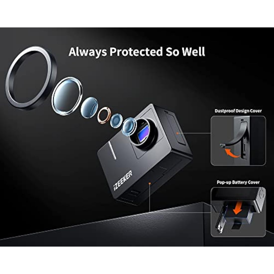 iZEEKER 4K Action Camera – 20MP Waterproof Underwater Helmet Cam