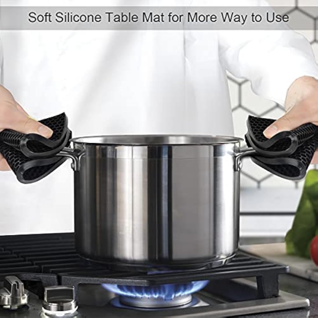 Silicone Oven Mitts - Heat Resistant BBQ Gloves with Pads