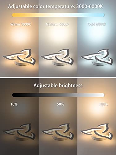 KAUCQI 56cm Petal LED Ceiling Light | Dimmable 15W Modern Lamp with Remote