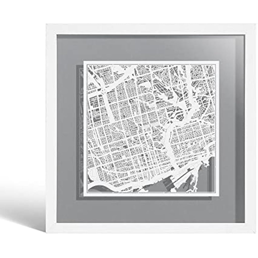 Toronto Paper Cut Map Wall Art | Jolof Store Framed 3D Paper Art