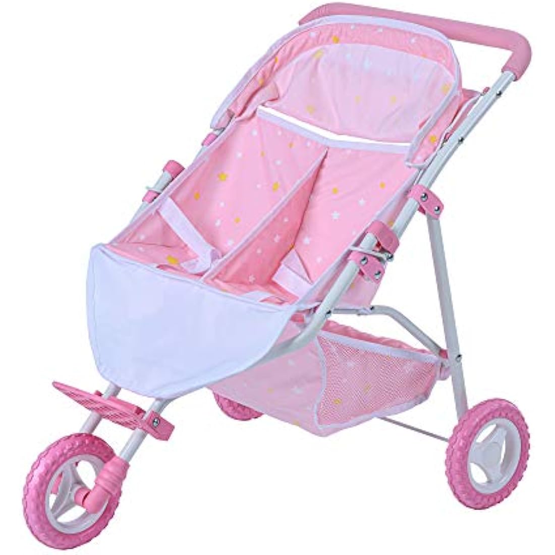 Olivia's Little World Twin Baby Doll Stroller – Pink Stars Pram