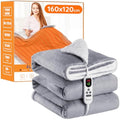 Mia&Coco Electric Heated Blanket – Flannel Sherpa Throw, 10 Heat Levels, Grey