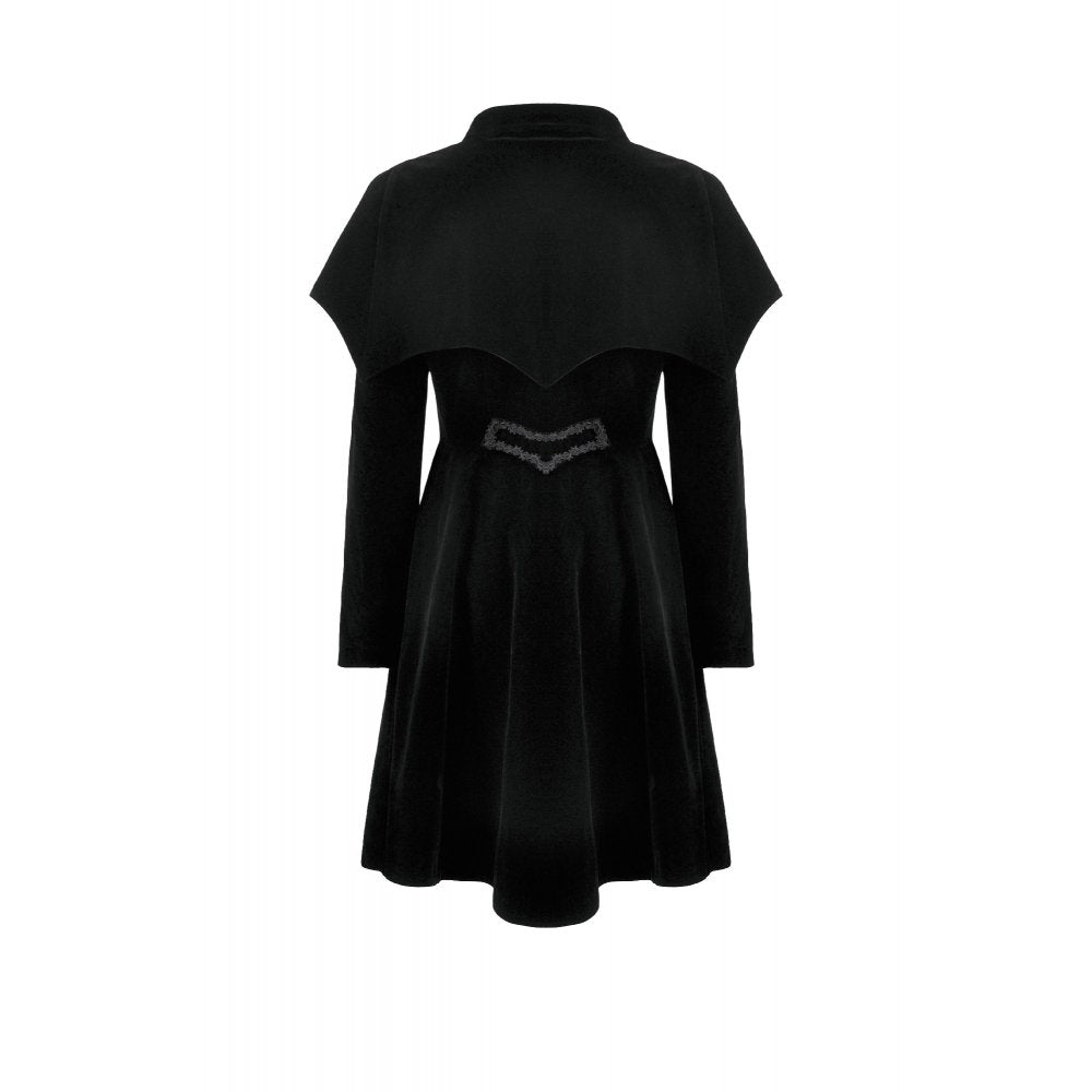 Dark in Love Lilith Officer Velvet Coat – Black Gothic High-Low Jacket