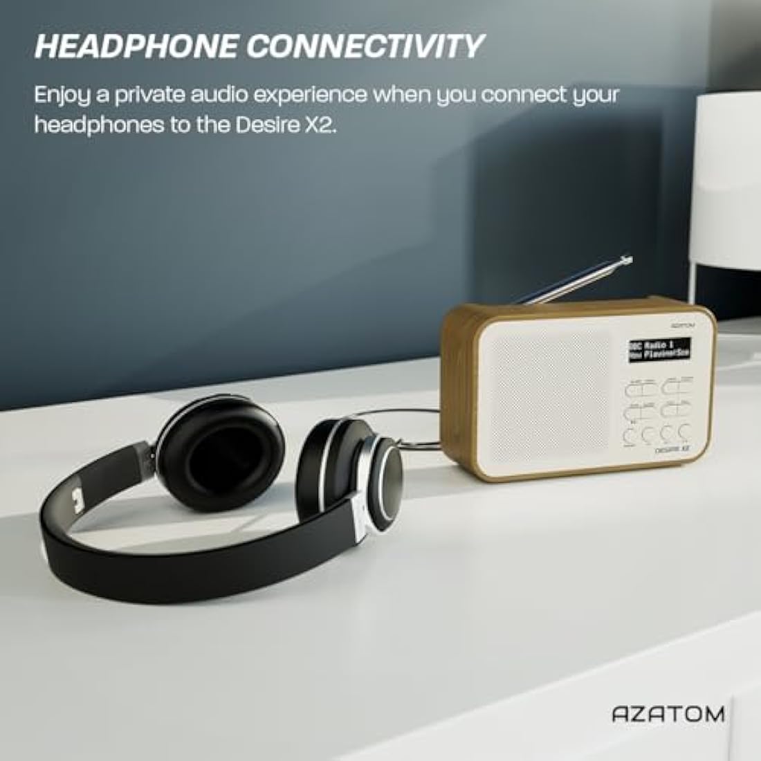 Azatom Desire X2 Portable DAB/DAB+ & FM Digital Radio with Bluetooth - Oak