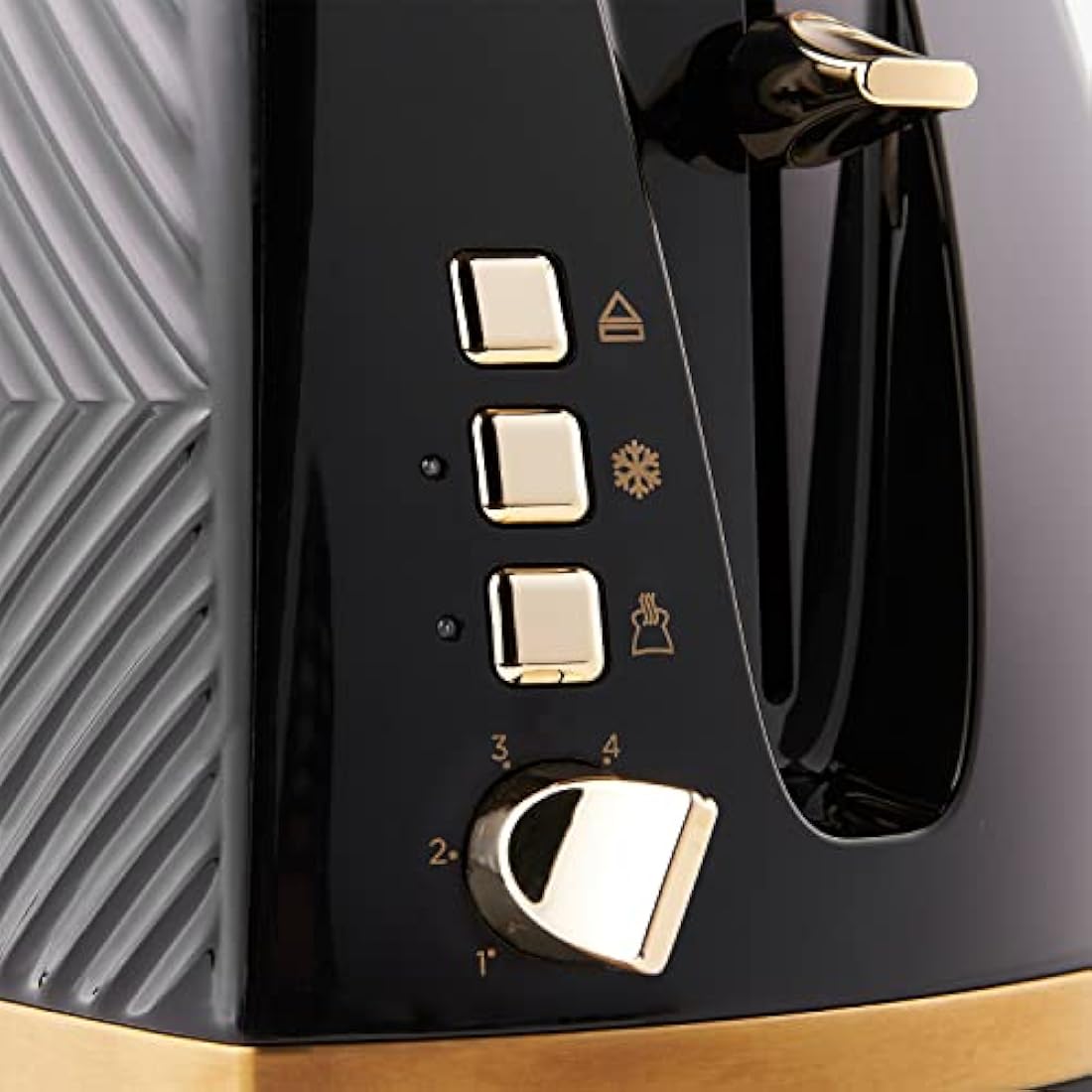 Russell Hobbs Groove 2-Slice Toaster | Black with Brushed Gold Accents