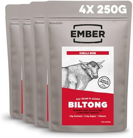 Ember Snacks Chilli Beef Biltong – High Protein Keto Snack (4 x 250g)