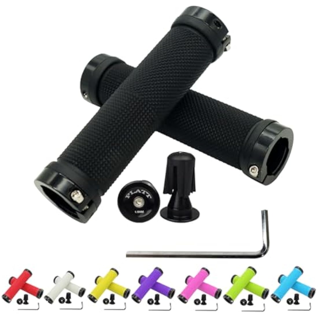 PLATT Non-Slip Rubber Bike Handlebar Grips | Aluminum Double Lock MTB BMX