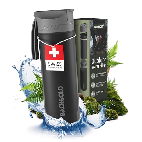 Bachgold Portable Water Filter Bottle – 500ml Camping & Hiking Purifier