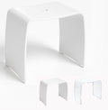 Libaro Meran Acrylic Shower Stool with Handle - Non-Slip XL White