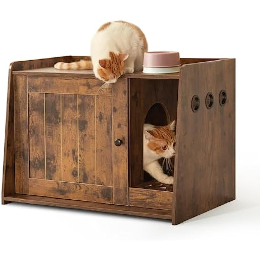 Wooden Cat Litter Box Enclosure – Hidden Indoor Cat House