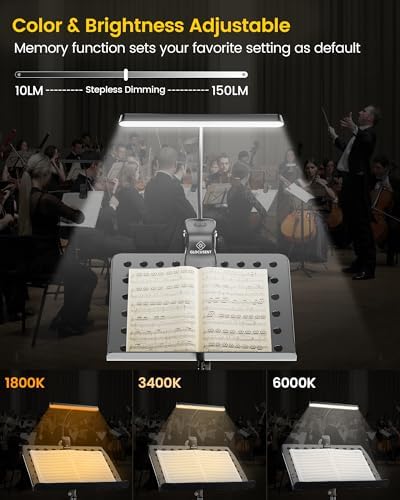 Glocusent Music Stand Light – 57 LED Rechargeable Clip-on Piano Lamp