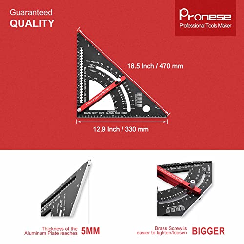 Pronese 12-Inch Adjustable Roofing Square – Aluminum Rafter Square Set