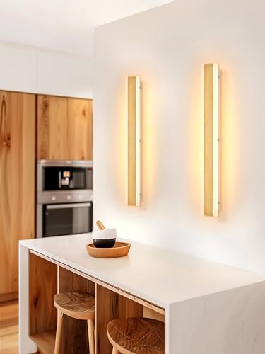 LUOLONG Bamboo LED Wall Light – 80cm Modern Wood Sconce 3000K 25W