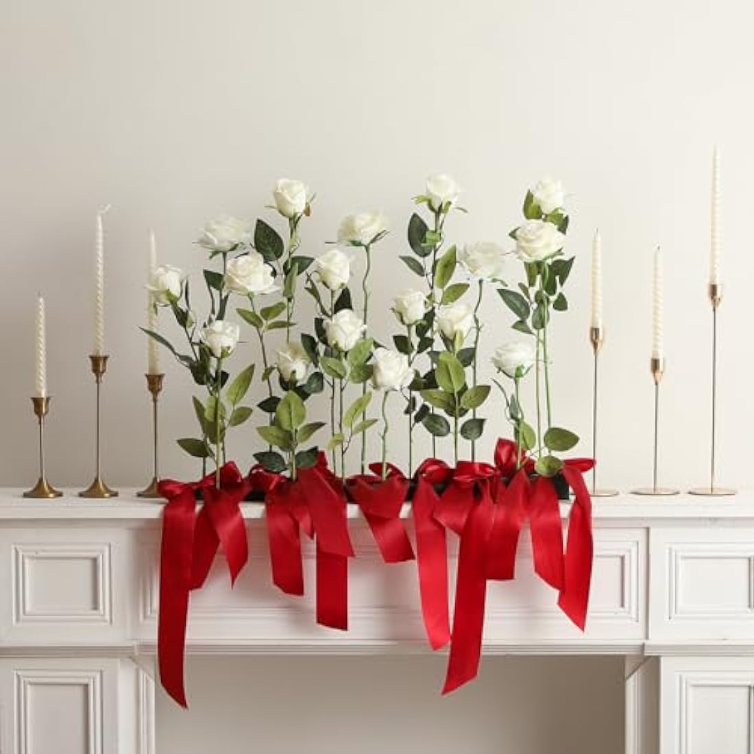 Jolof Store 12PCS Artificial Silk Roses – Cream White Wedding Decor