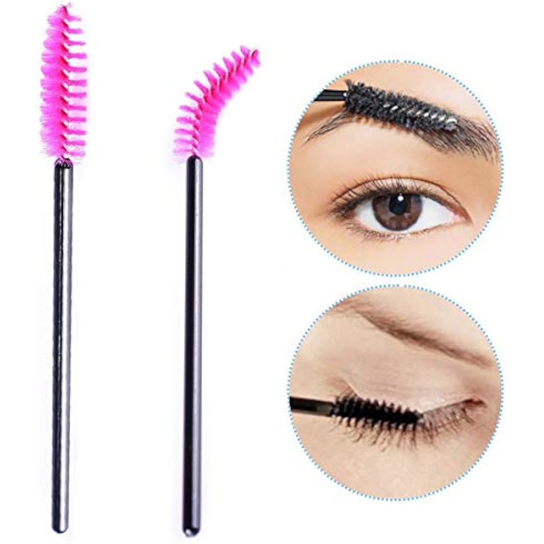 Jolof Store 50 PCS Disposable Eyelash Brushes – Mascara Wands (Black-Rose)