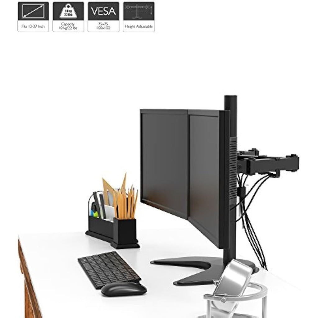 BONTEC Dual Monitor Stand – Double Arm Desk Mount for 13-27" Screens