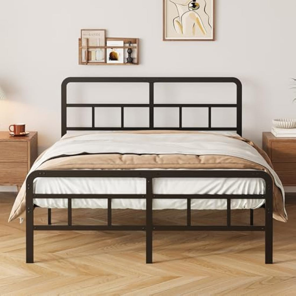 Yicensen Super King Metal Bed Frame | Black Platform Bed with Storage