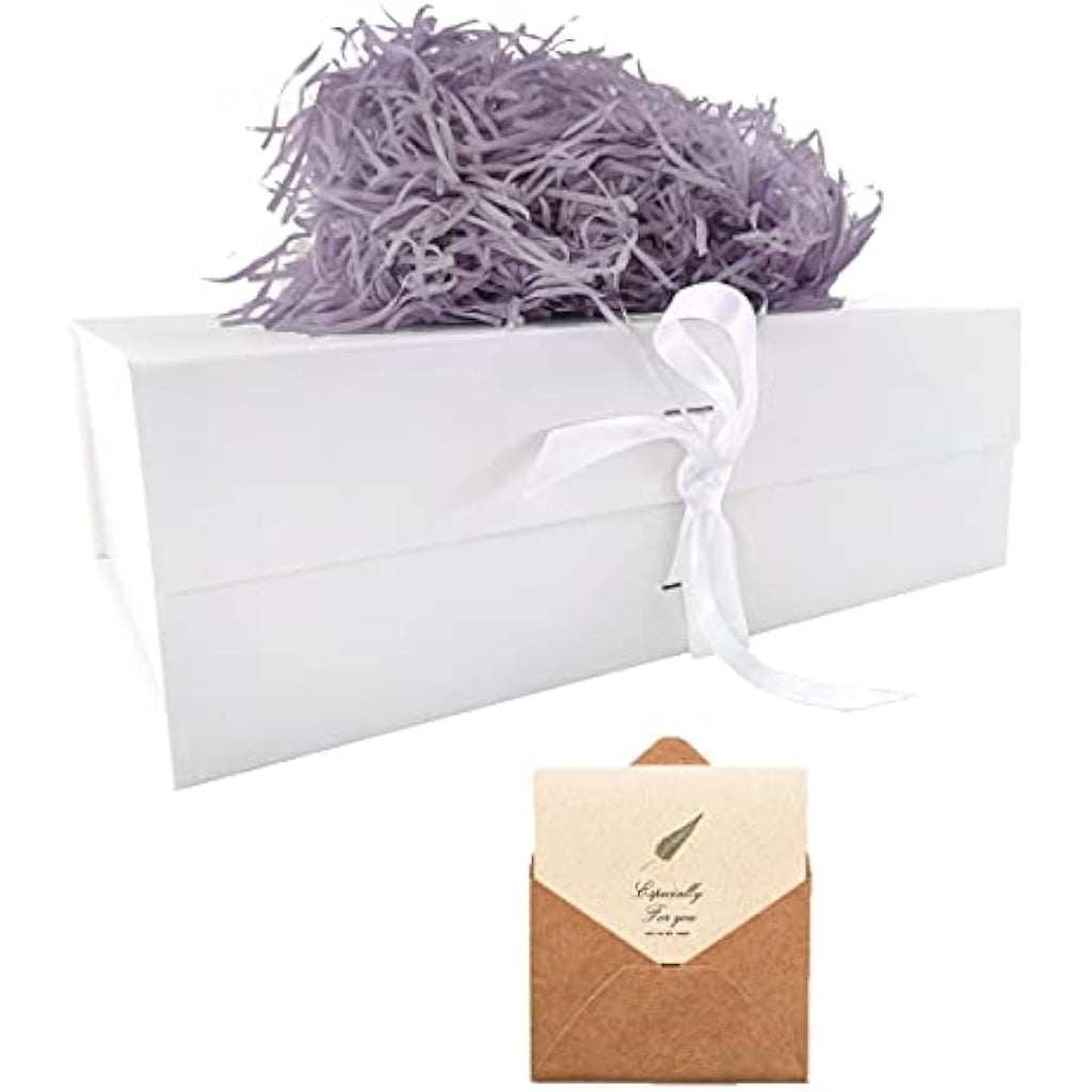 Jolof Store Large White Magnetic Gift Box with Ribbon – 33x26x11cm