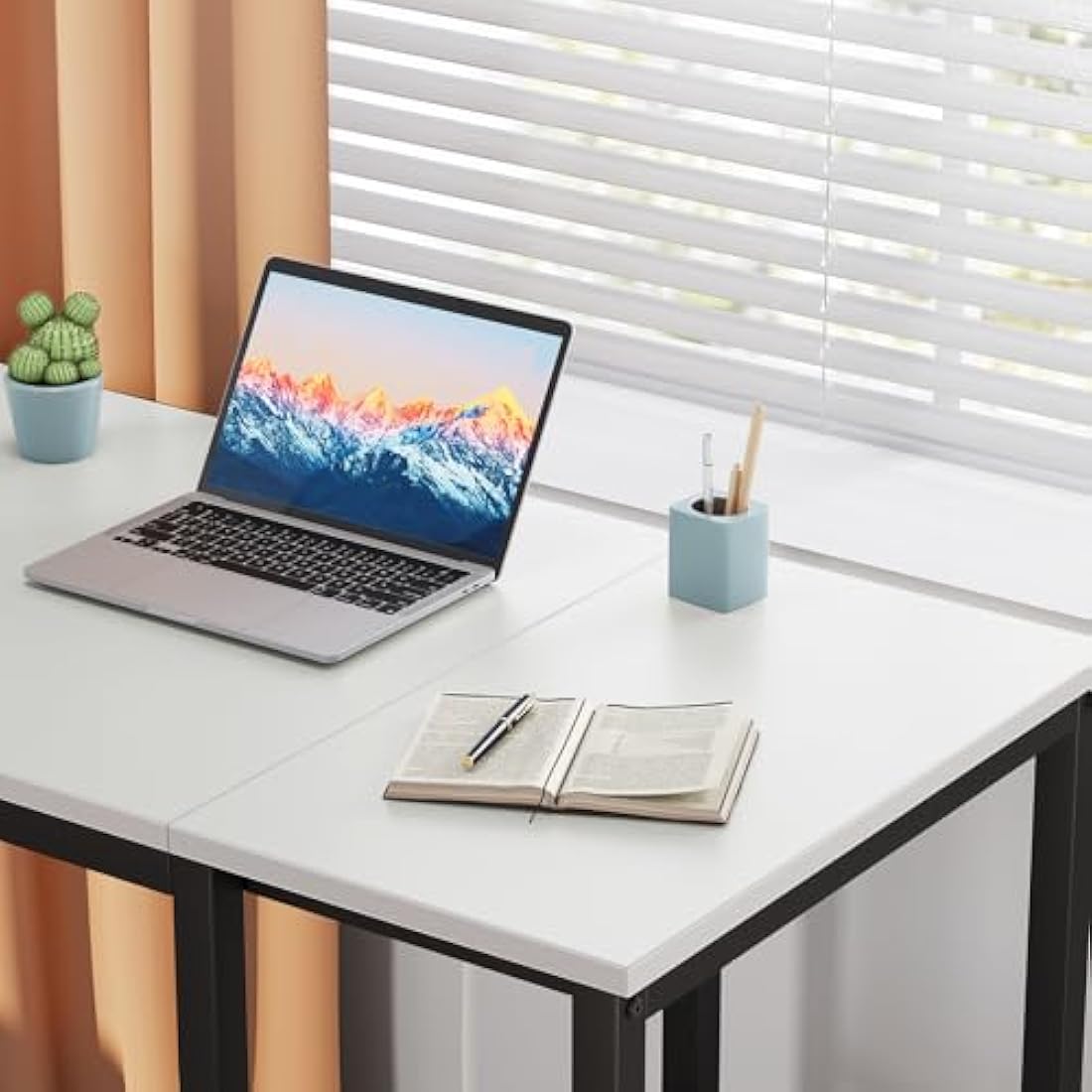 WOHOMO 120cm Computer Desk with 2-Tier Storage Shelves - White