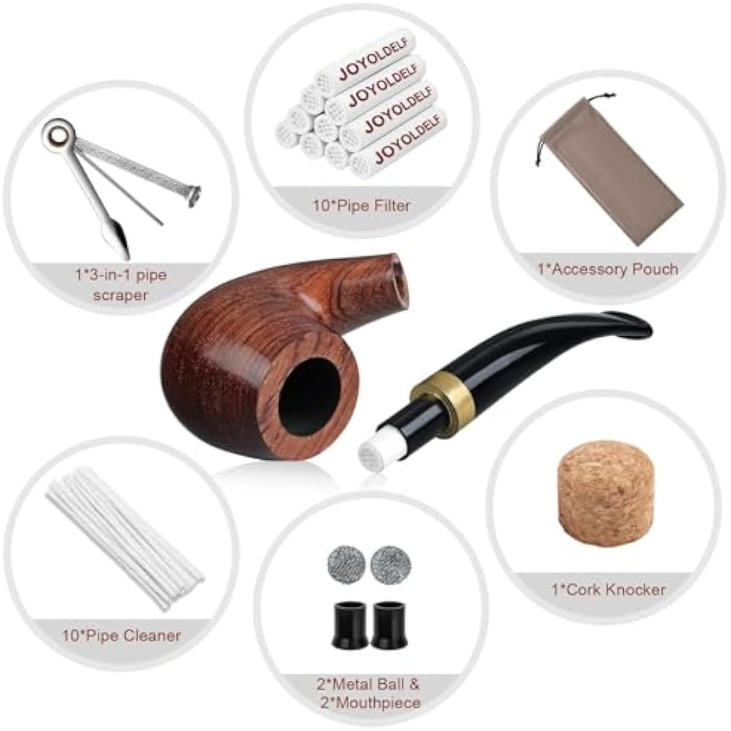 Rosewood Tobacco Pipe – Handmade Flat Bottom Smoking Set