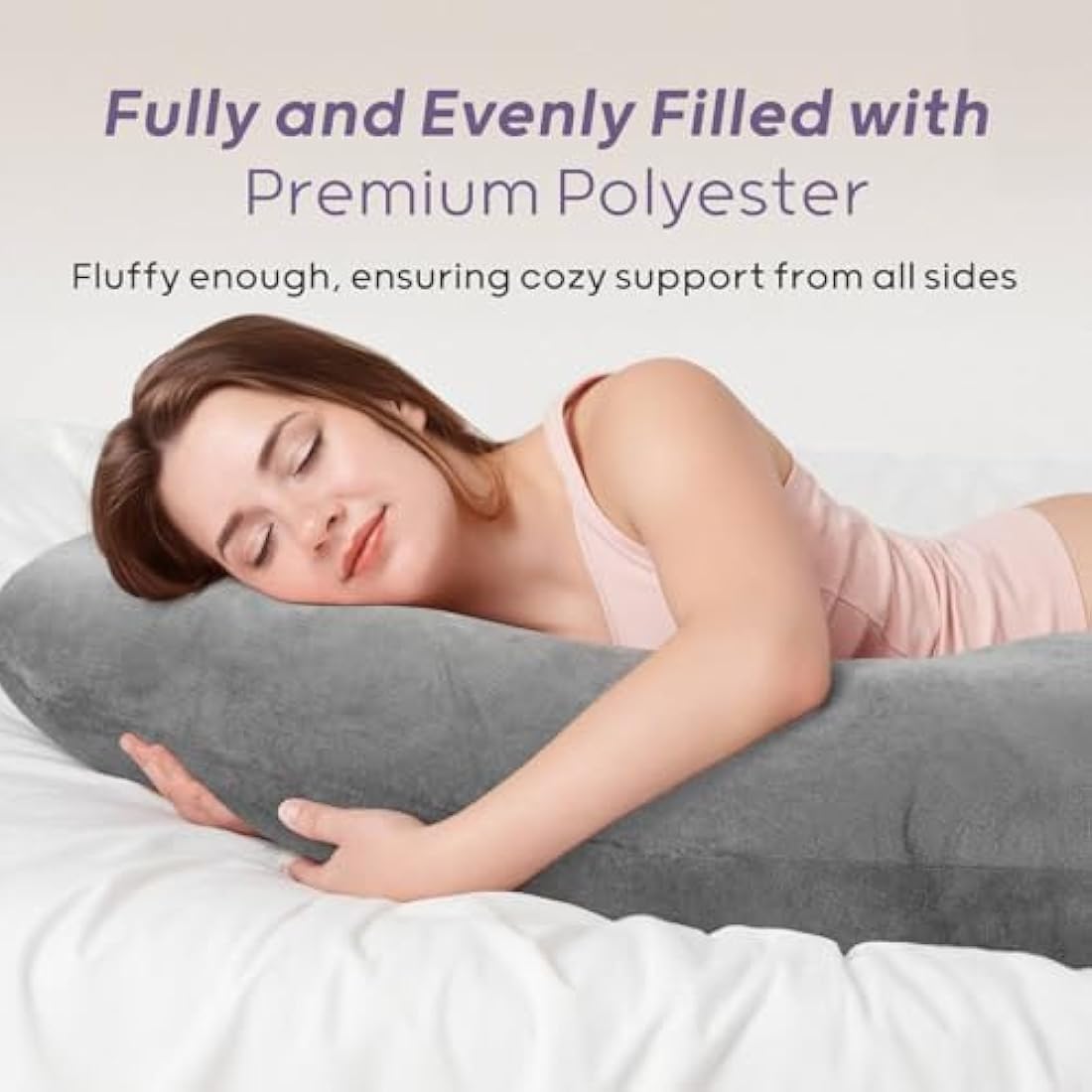 Nuliie U-Shaped Pregnancy Pillow | Full Body Support Velvet Cover - Grey
