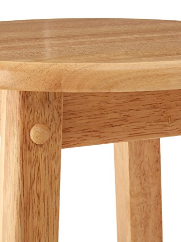 Jolof Store Tall Wooden Bar Stool – Natural Hevea Wood Kitchen Seat 74cm