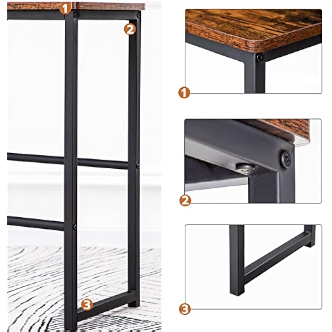 HOOBRO Industrial Bar Stools Set of 2 – Rustic Brown and Black Steel