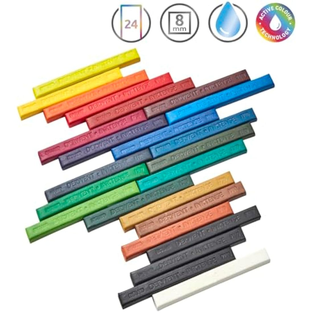 Derwent Inktense Blocks – Set of 24 Water-Soluble Art Blocks for Fabric