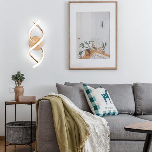 EIDISUNY LED Wall Sconce – 24W Modern Spiral Indoor Light, Cool White