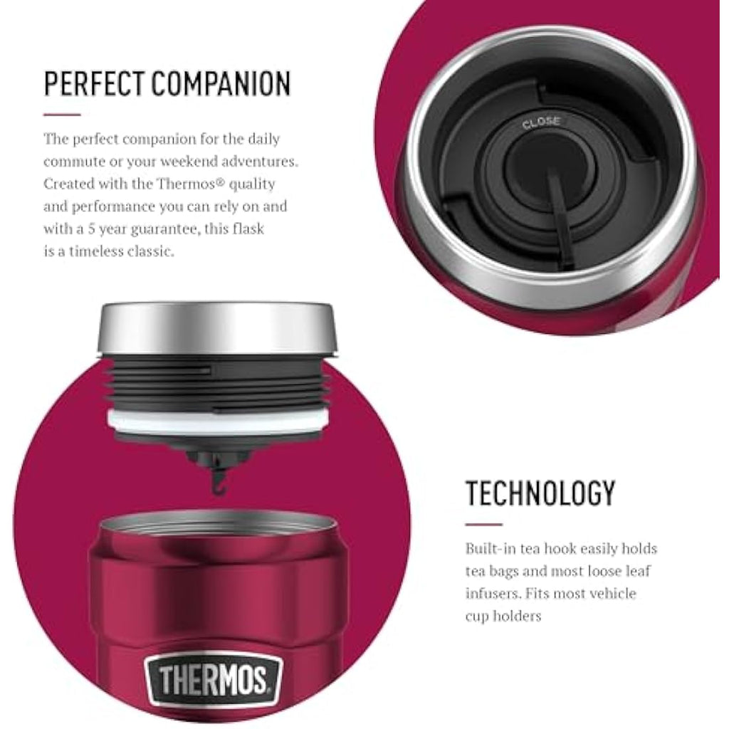 Thermos Stainless King Travel Tumbler – 470ml Insulated Flask, Raspberry