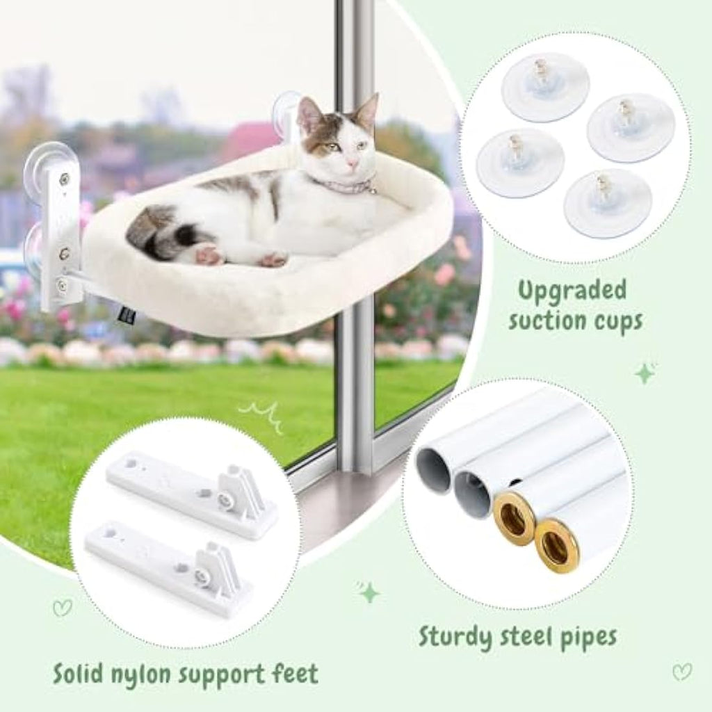 GUUSII HOME Cordless Cat Window Perch – Heavy Duty Hammock Bed, Beige