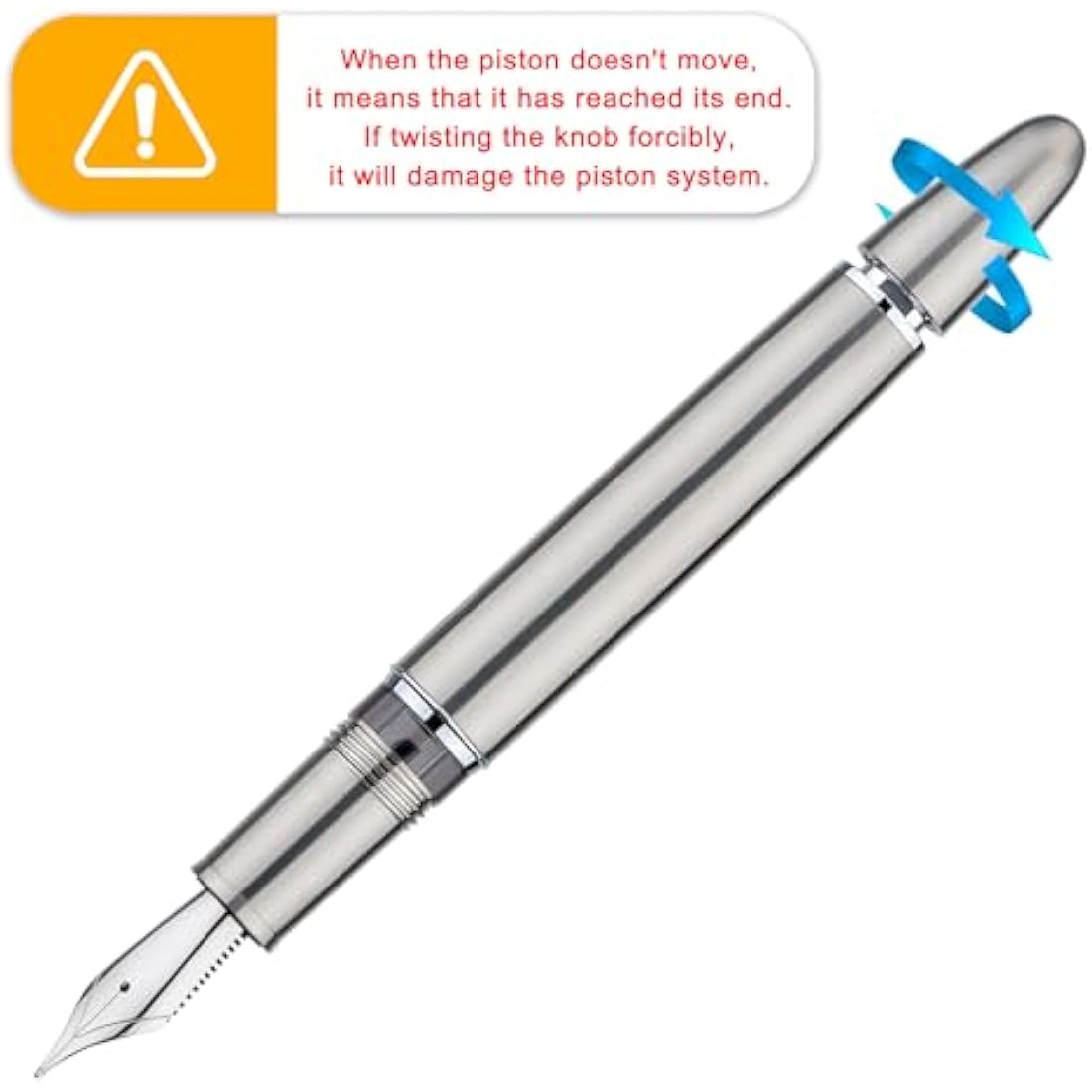 Asvine J16 Brushed Titanium Fountain Pen | Fine JoWo Nib Piston Filler