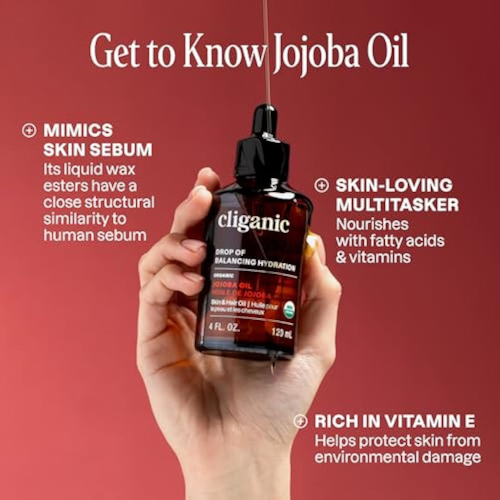 Cliganic Organic Jojoba Oil – 100% Pure Cold Pressed Carrier Oil, 473ml