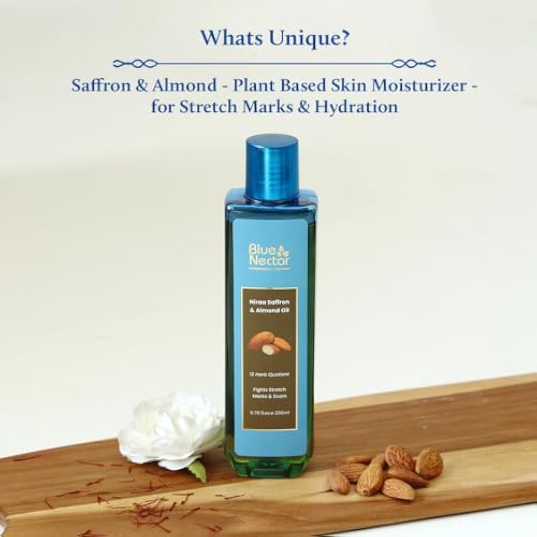 Blue Nectar Saffron & Almond Skin Firming Body Oil for Stretch Marks