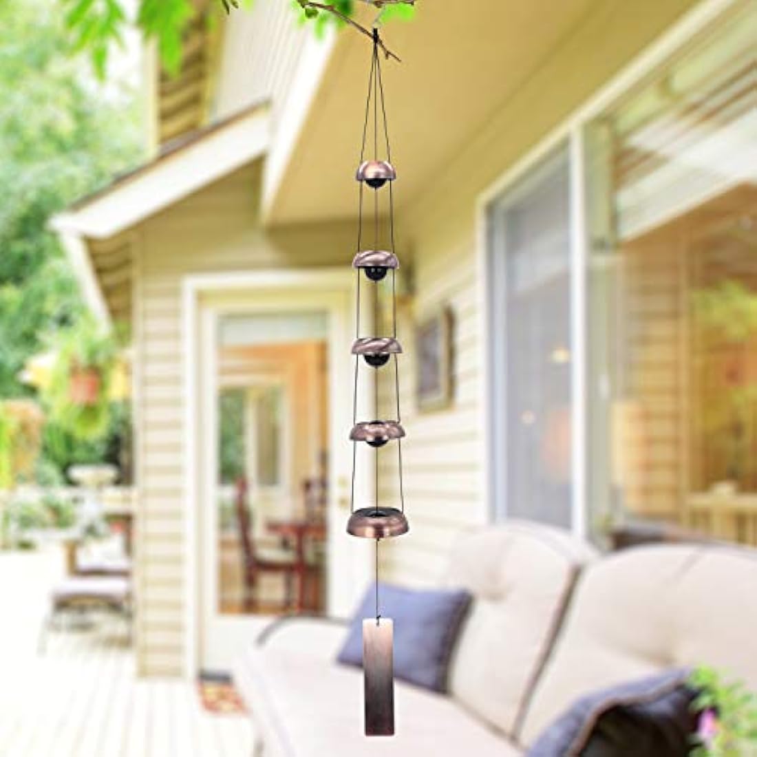 Jolof Store Red Copper Wind Chimes – 3 Bells Outdoor Garden Decor