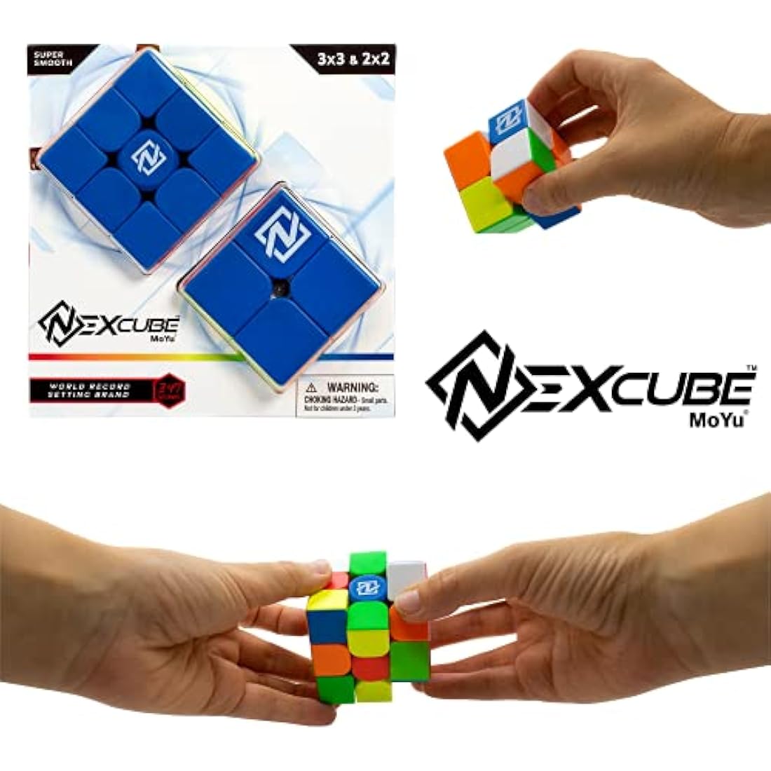 Nexcube Speed Cube Set | 3x3 and 2x2 Stickerless Brain Teaser Puzzles