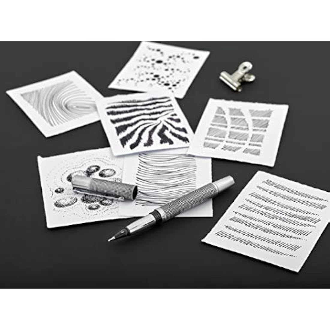 Yookers Metis Refillable Fibre Pen | Satin Chrome Black Grid | 1.0mm