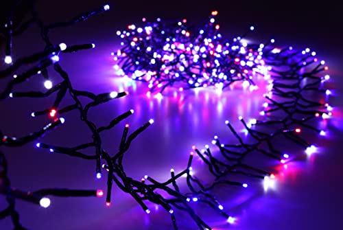Christmas Concepts 500 LED Cluster Lights – 6m Red/Blue/White – 8 Functions