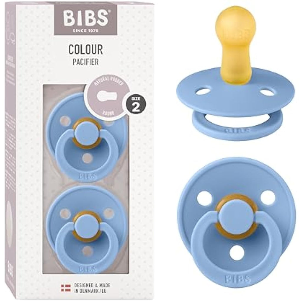 BIBS Colour Pacifier 2-Pack | Natural Rubber Latex | Sky Blue | Size 2