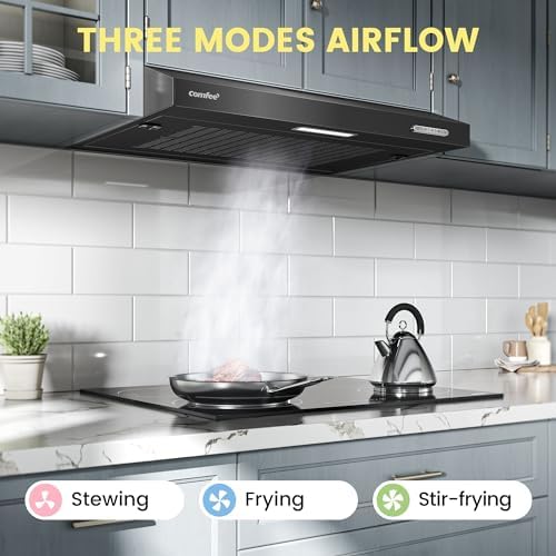 COMFEE' 60cm Visor Cooker Hood | Under Cabinet Extractor Fan - Black