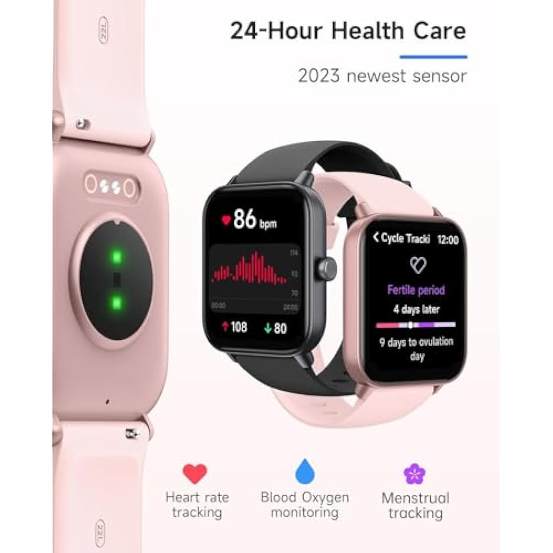TOOBUR Smart Watch for Women – 1.8" IP68 Waterproof Fitness Tracker