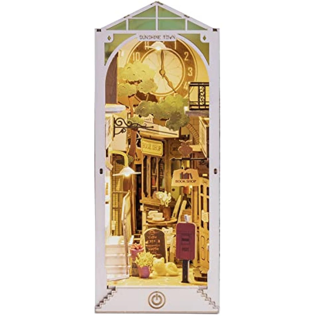 Robotime Sunshine Town DIY Book Nook Kit - Wooden Miniature Dollhouse