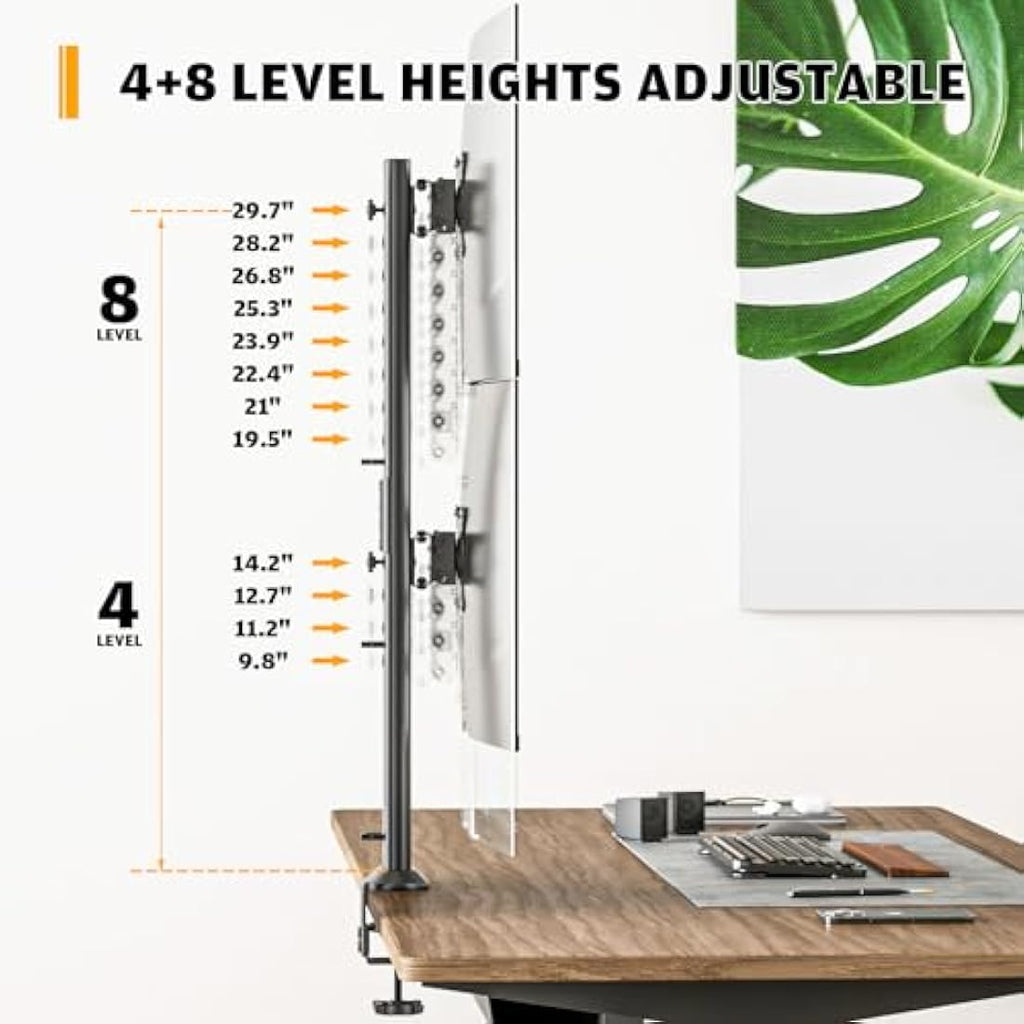 HEMUDU Dual Monitor Stand – Vertical Stack Desk Mount for 13-34 Inch Screens